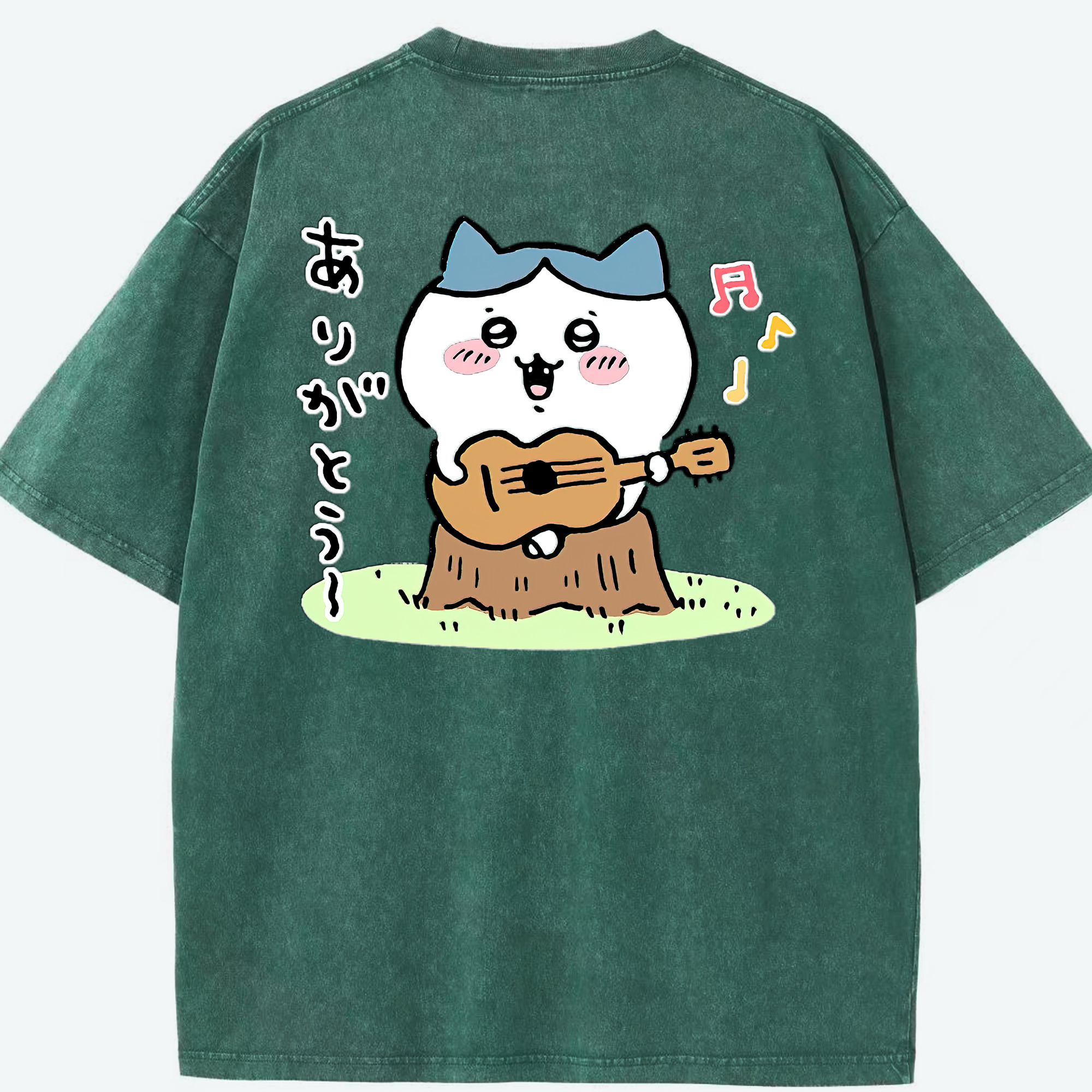 （画像用） ちいかわ ハチワレ Chii-kawa hachiware 綿100% ヴィンテージ風 半袖Tシャツ（背面プリント）